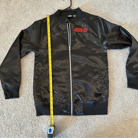 Star Wars Satin Jacket Tie Fighter Full Zip Bomber Jacket Stitch Logo Youth XL - Picture 12 of 13